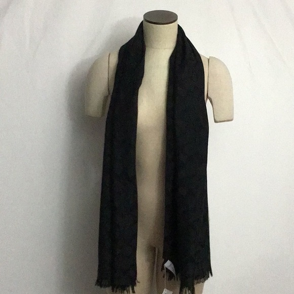 NWT Coach Signature C Wrap Wool Silk Blend Black - Picture 5 of 8